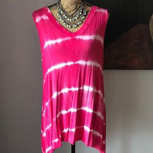 Pink and White tie dye tank